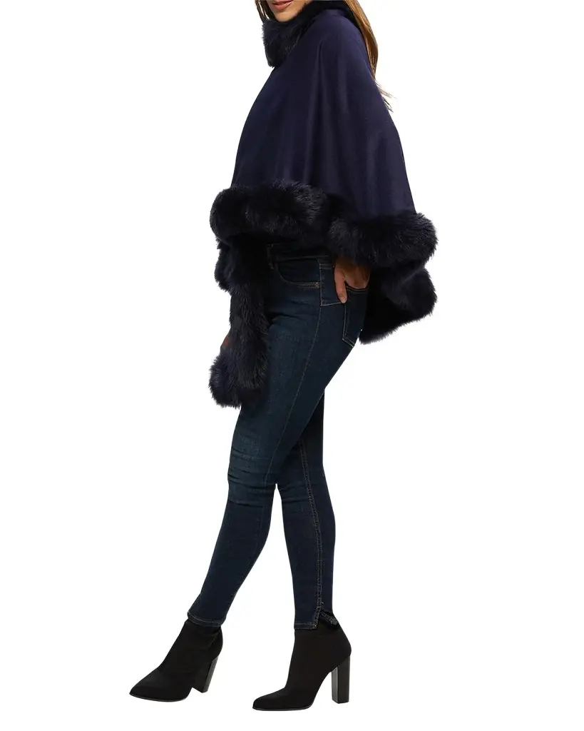Gorski Cashmere Capelet with Lamb Shearling Trim