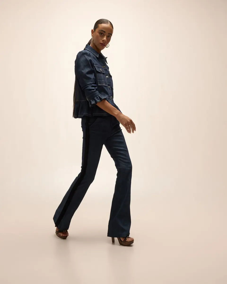 Cinq à Sept Delanie Scrunched-Sleeve Peplum Denim Jacket | Thumbnail 5