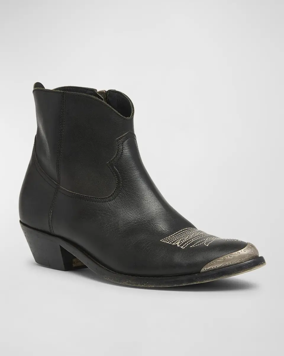 Golden Goose Young Leather Zip Cowboy Ankle Boots | Thumbnail 3 Golden Goose Young Leather Zip Cowboy Ankle Boots | Thumbnail 3