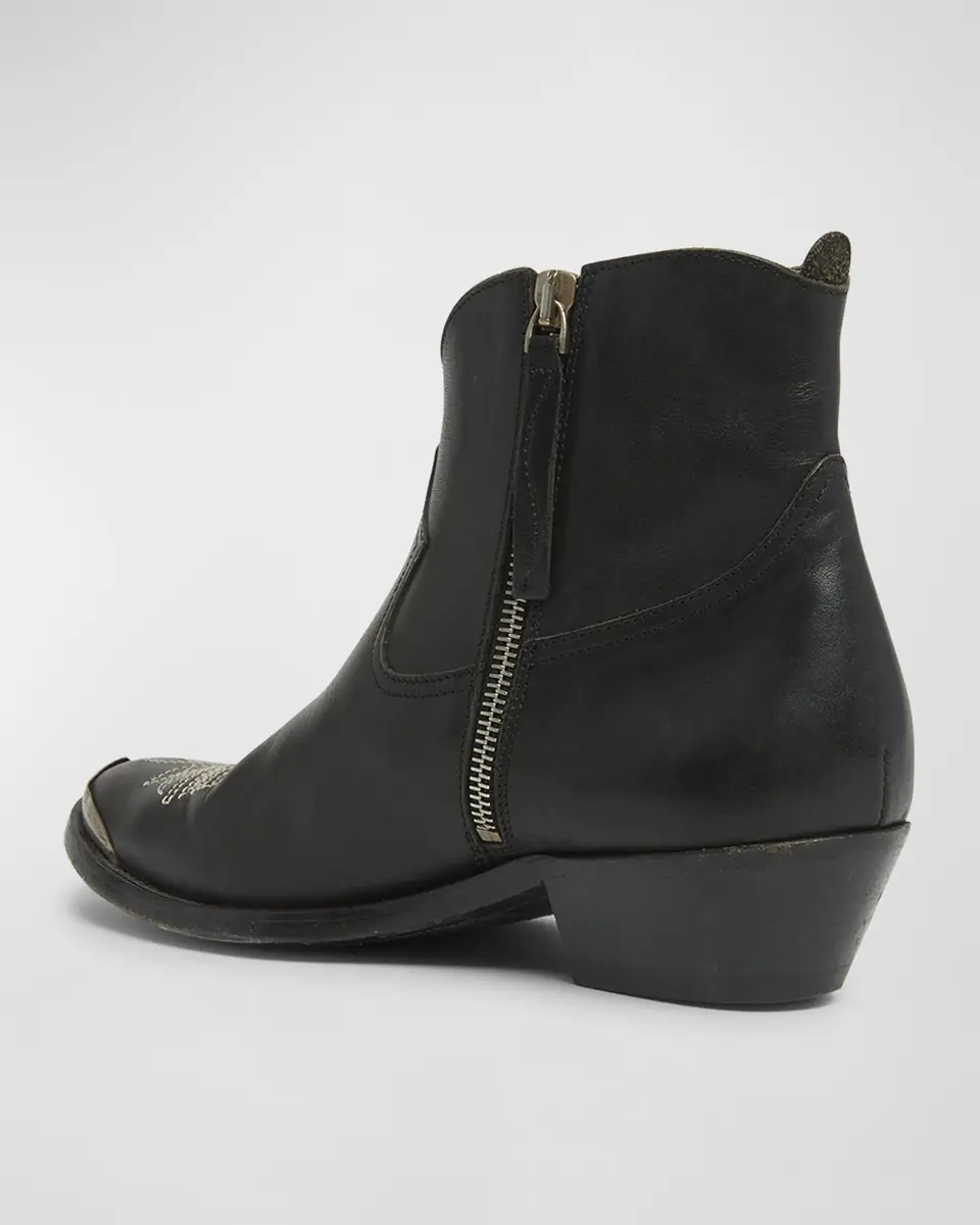 Golden Goose Young Leather Zip Cowboy Ankle Boots | Thumbnail 4 Golden Goose Young Leather Zip Cowboy Ankle Boots | Thumbnail 4