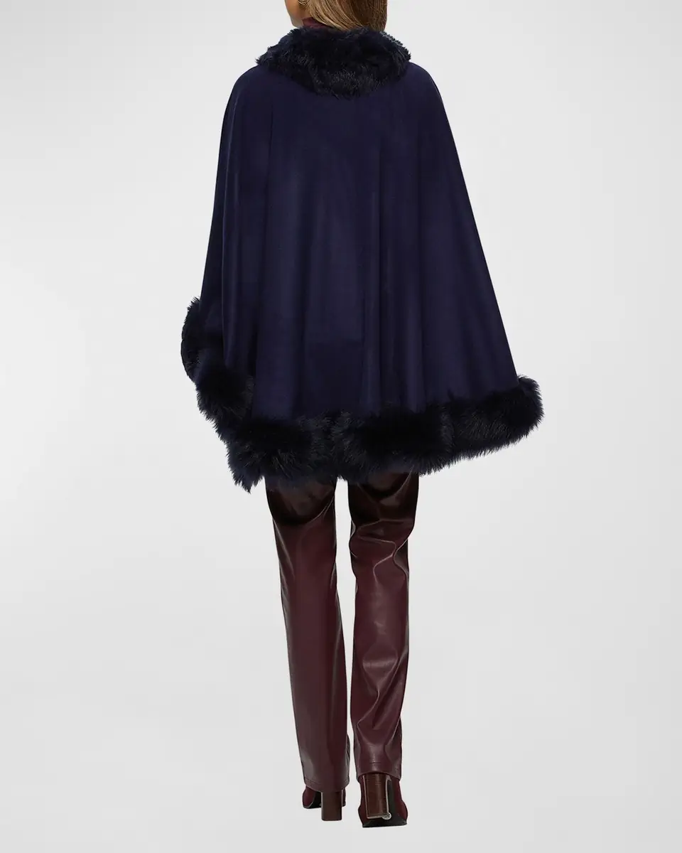 Gorski Cashmere Cape With Toscana Shearling Lamb Trim | Thumbnail 2 Gorski Cashmere Cape With Toscana Shearling Lamb Trim | Thumbnail 2