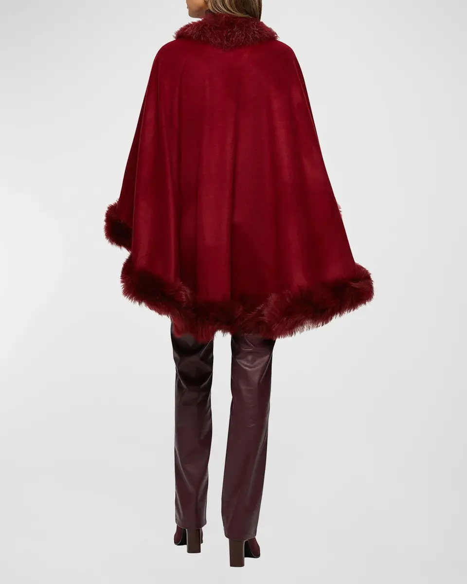 Gorski Cashmere Cape With Toscana Shearling Lamb Trim | Thumbnail 3 Gorski Cashmere Cape With Toscana Shearling Lamb Trim | Thumbnail 3
