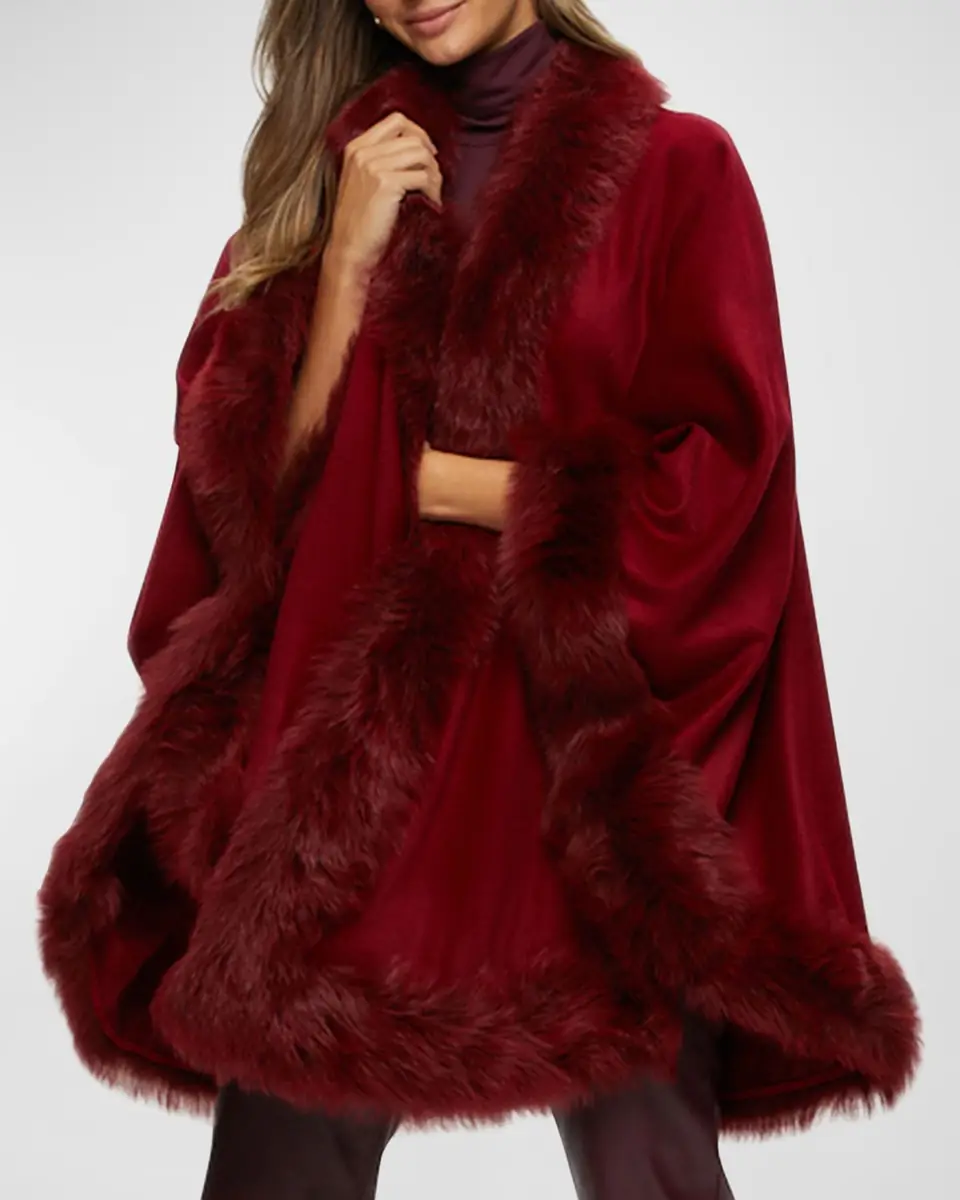 Gorski Cashmere Cape With Toscana Shearling Lamb Trim | Thumbnail 5 Gorski Cashmere Cape With Toscana Shearling Lamb Trim | Thumbnail 5