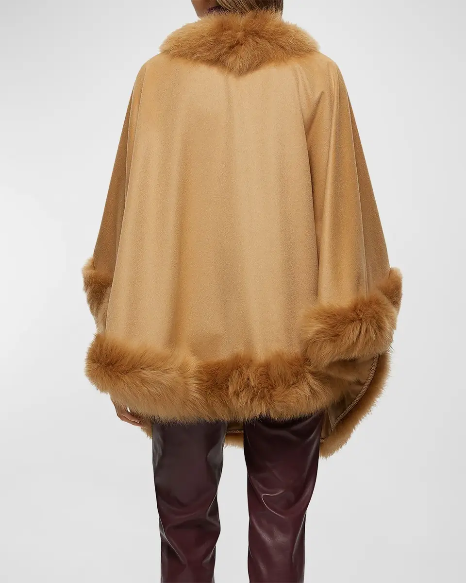 Gorski Cashmere Capelet with Lamb Shearling Trim | Thumbnail 2 Gorski Cashmere Capelet with Lamb Shearling Trim | Thumbnail 2