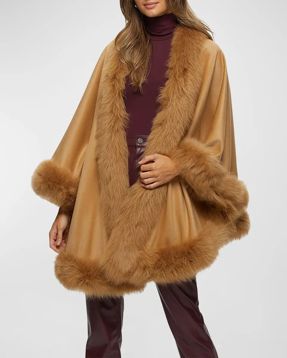 Gorski Cashmere Capelet with Lamb Shearling Trim | Thumbnail 3 Gorski Cashmere Capelet with Lamb Shearling Trim | Thumbnail 3