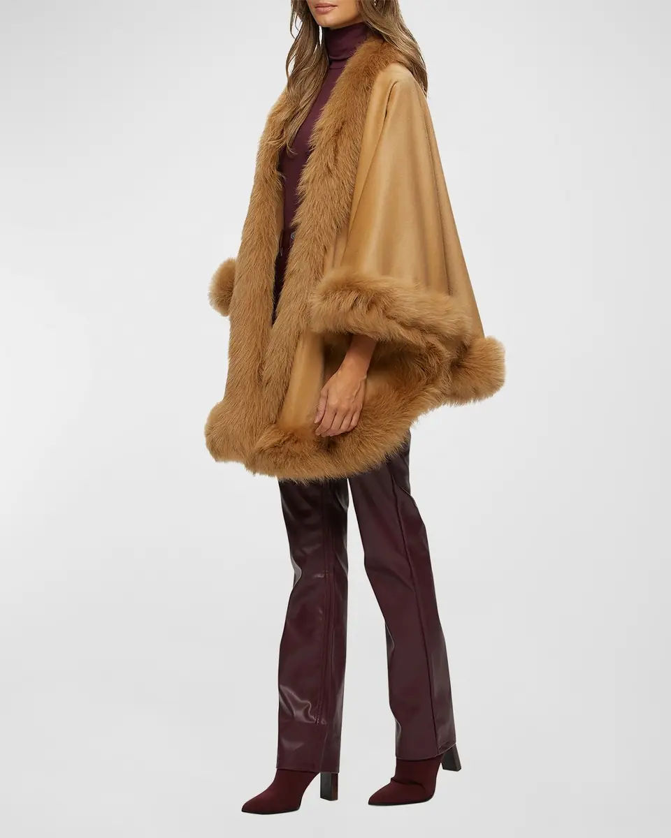 Gorski Cashmere Capelet with Lamb Shearling Trim | Thumbnail 5 Gorski Cashmere Capelet with Lamb Shearling Trim | Thumbnail 5