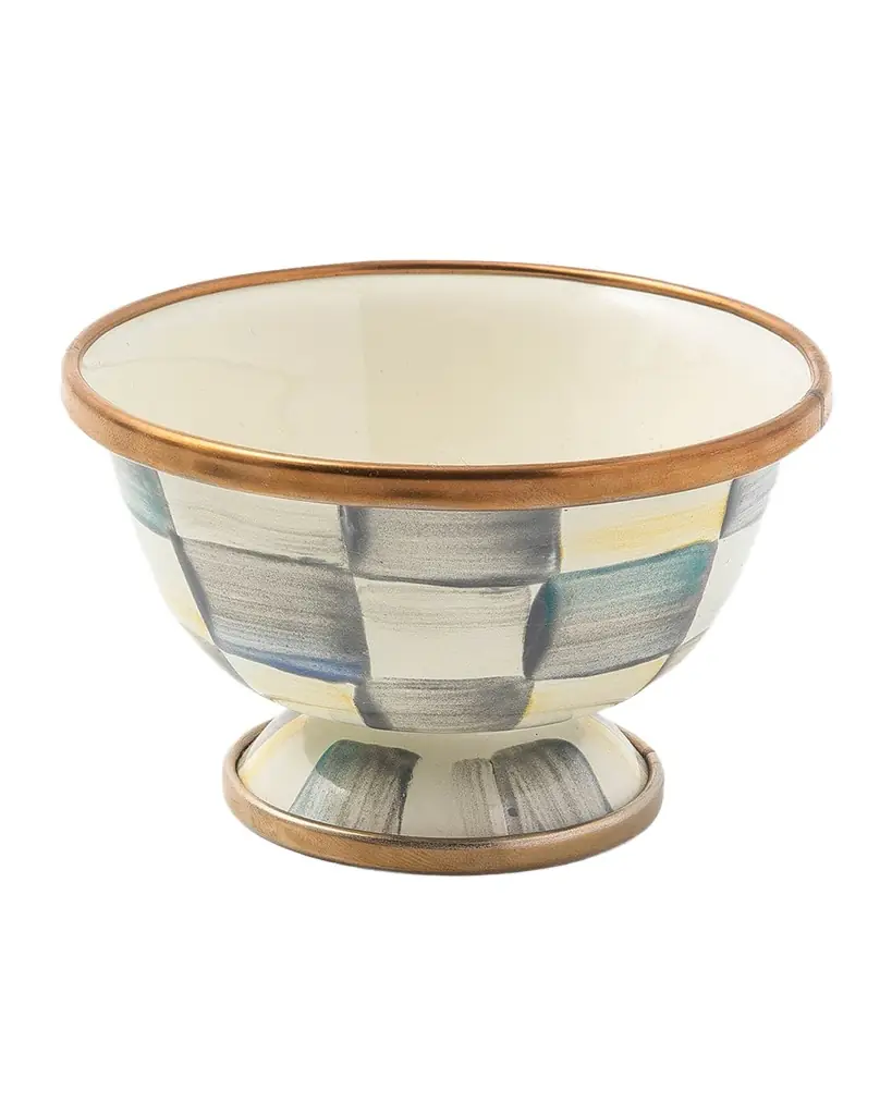 MacKenzie-Childs Sterling Check Enamel Little Sugar Bowl