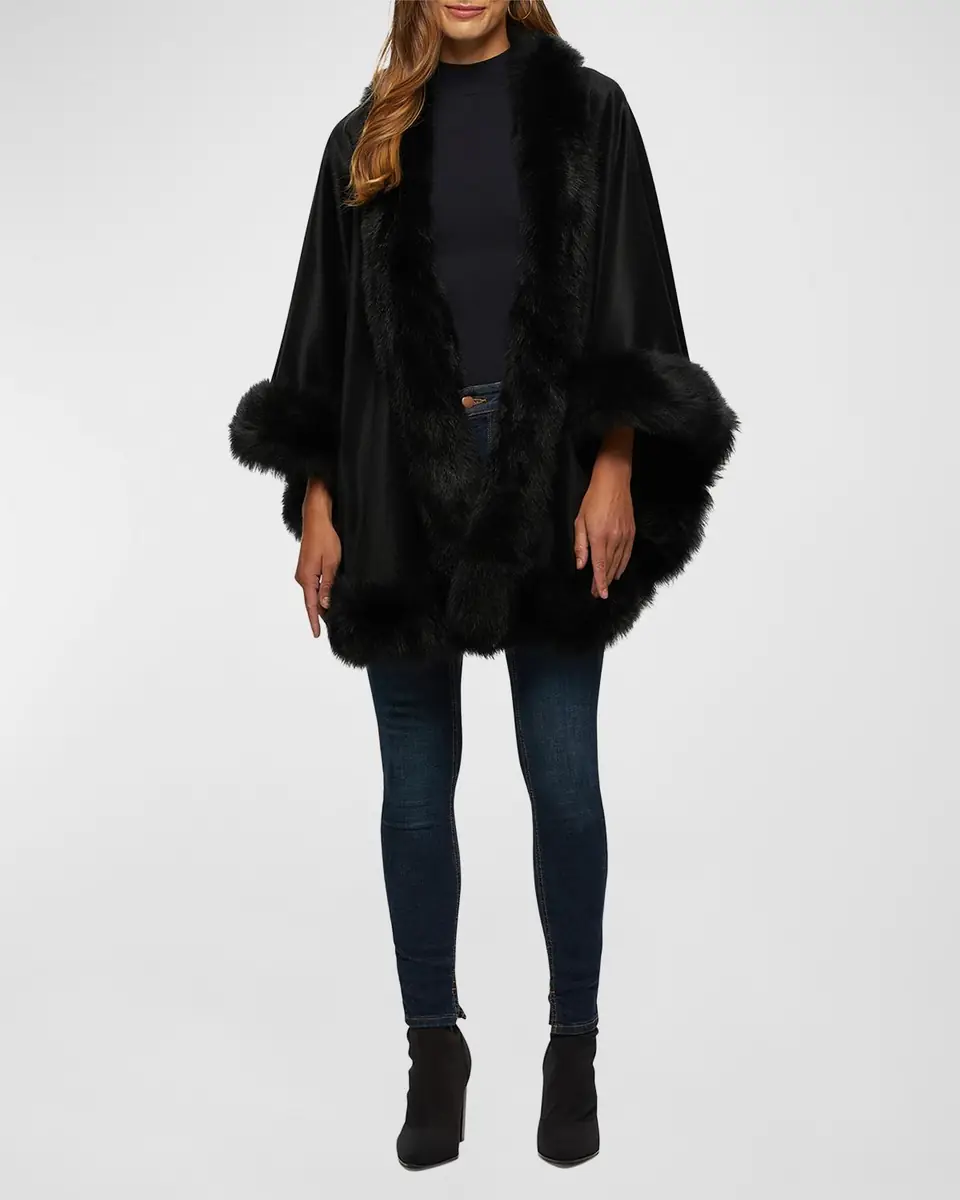 Gorski Cashmere Capelet with Lamb Shearling Trim | Thumbnail 5 Gorski Cashmere Capelet with Lamb Shearling Trim | Thumbnail 5