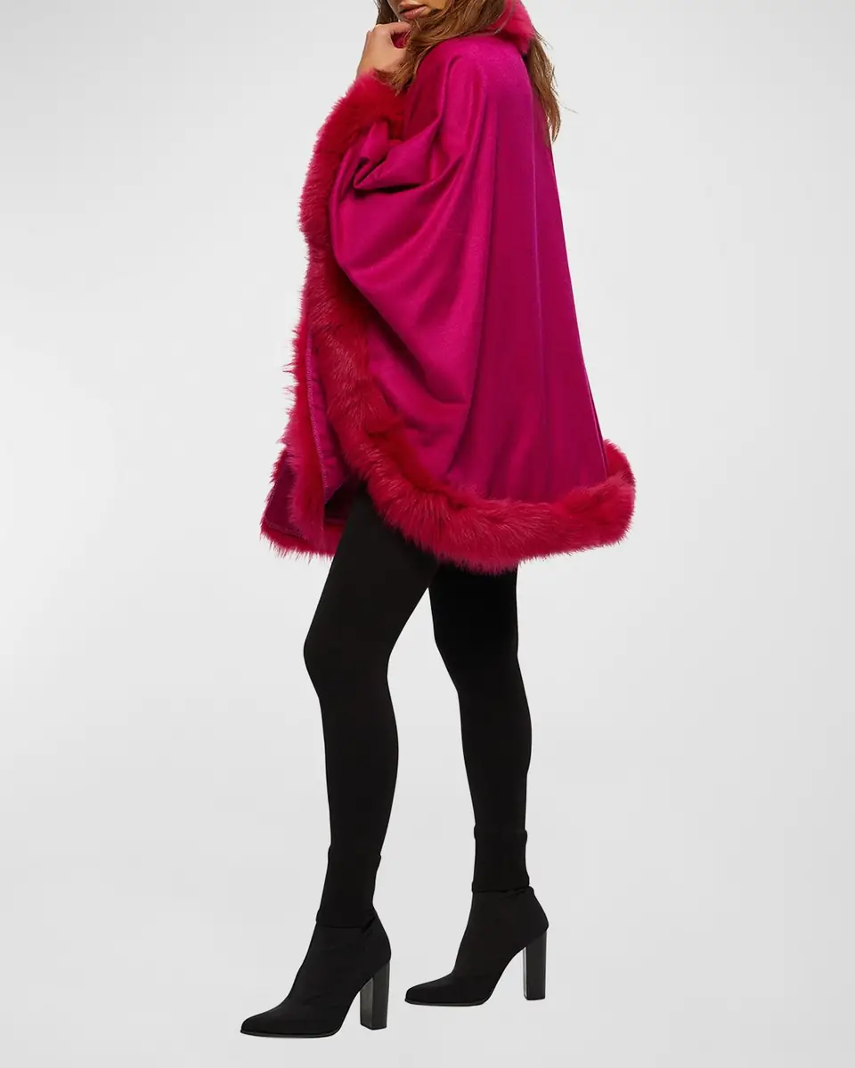 Gorski Cashmere Cape With Toscana Shearling Lamb Trim | Thumbnail 2 Gorski Cashmere Cape With Toscana Shearling Lamb Trim | Thumbnail 2