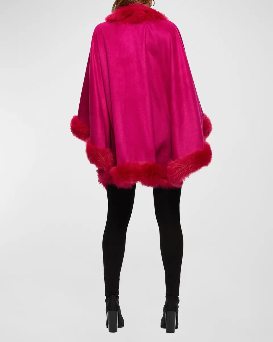 Gorski Cashmere Cape With Toscana Shearling Lamb Trim | Thumbnail 3 Gorski Cashmere Cape With Toscana Shearling Lamb Trim | Thumbnail 3