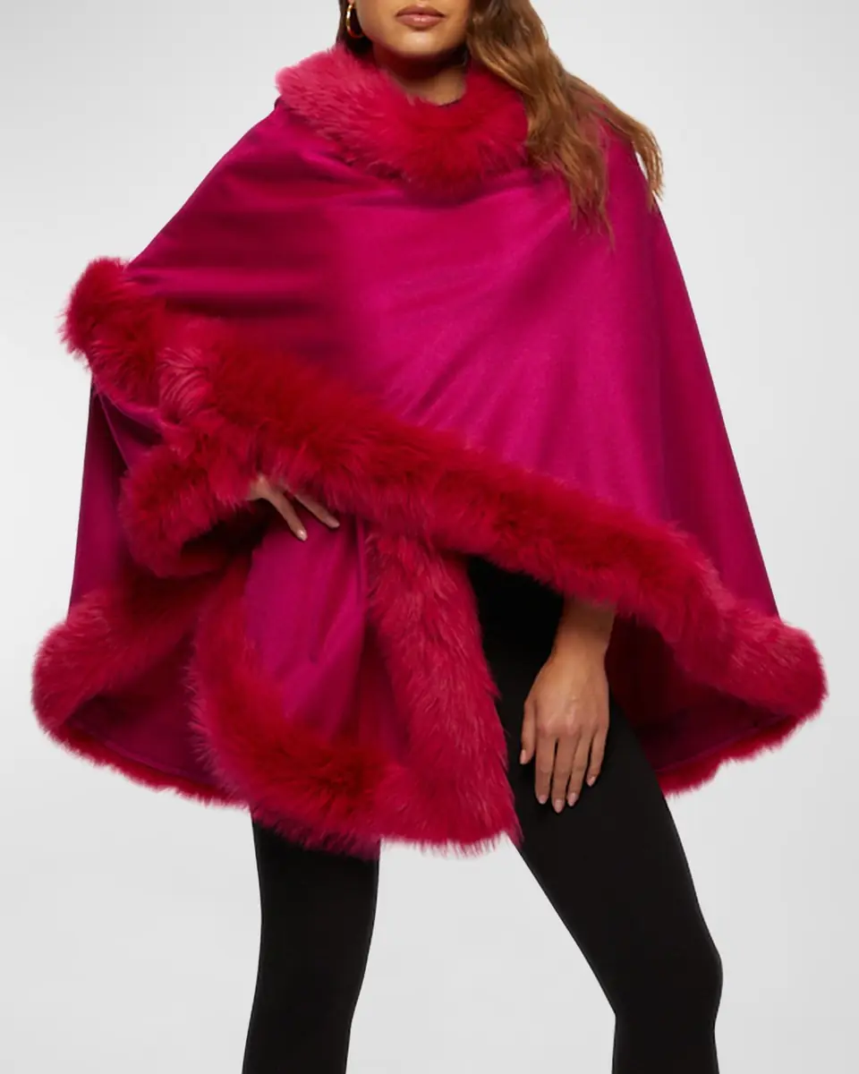 Gorski Cashmere Cape With Toscana Shearling Lamb Trim | Thumbnail 5 Gorski Cashmere Cape With Toscana Shearling Lamb Trim | Thumbnail 5