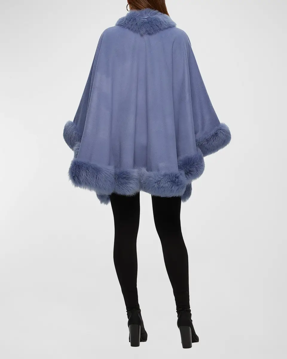 Gorski Cashmere Cape With Toscana Shearling Lamb Trim | Thumbnail 3 Gorski Cashmere Cape With Toscana Shearling Lamb Trim | Thumbnail 3
