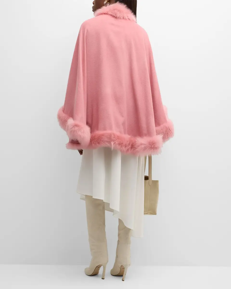 Gorski Cashmere Cape With Toscana Shearling Lamb Trim | Thumbnail 4 Gorski Cashmere Cape With Toscana Shearling Lamb Trim | Thumbnail 4