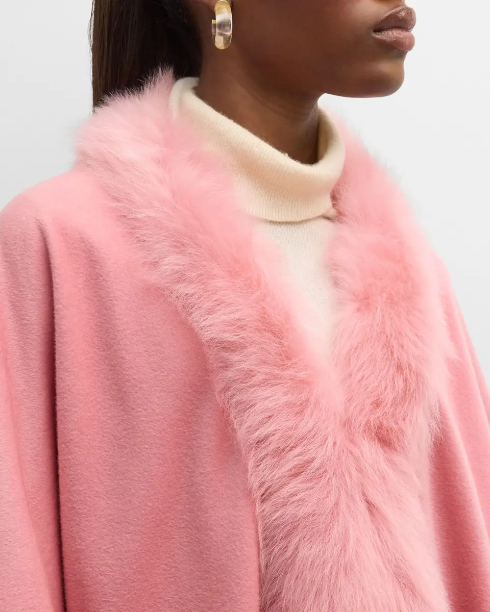 Gorski Cashmere Cape With Toscana Shearling Lamb Trim | Thumbnail 6 Gorski Cashmere Cape With Toscana Shearling Lamb Trim | Thumbnail 6