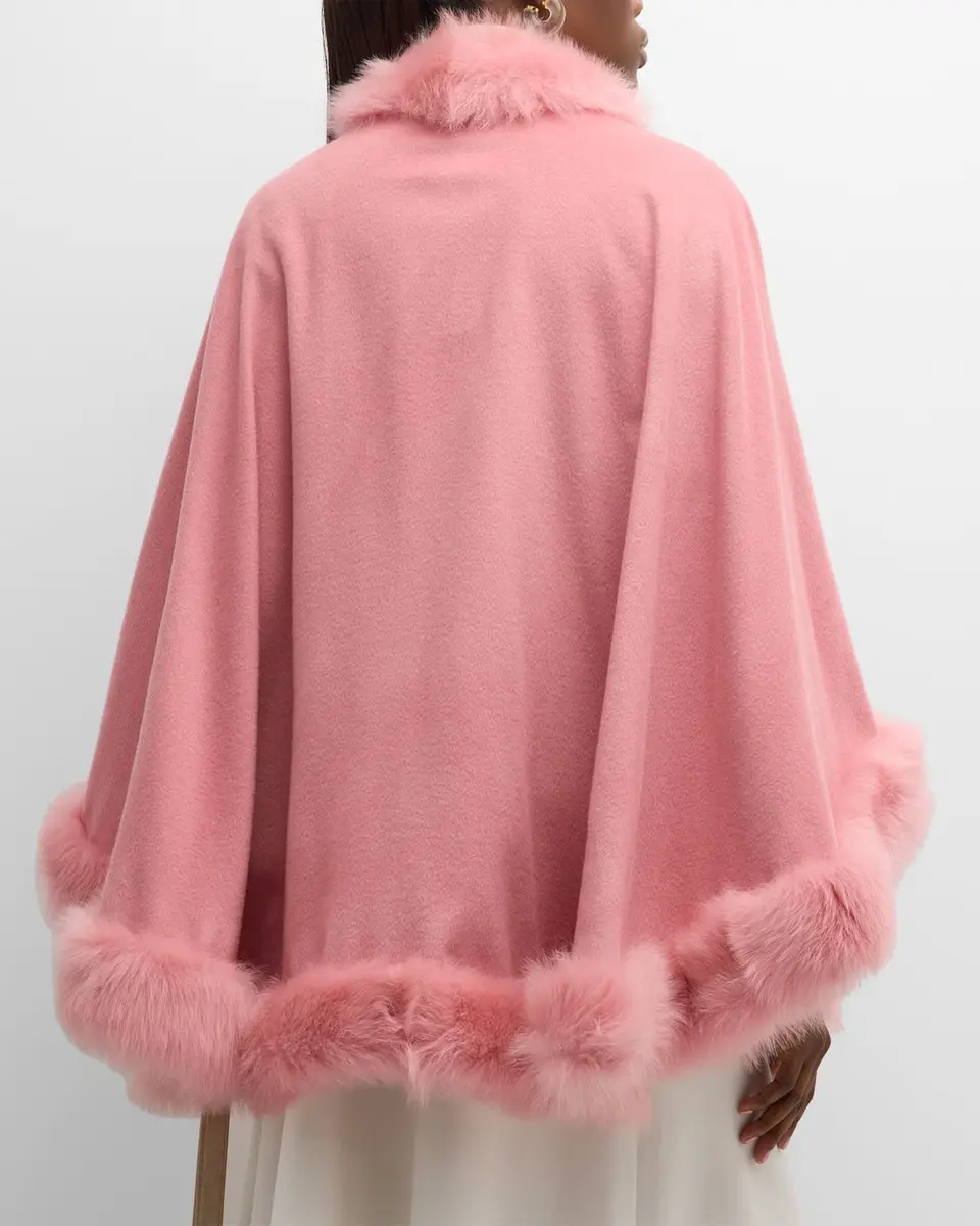 Gorski Cashmere Cape With Toscana Shearling Lamb Trim | Thumbnail 7 Gorski Cashmere Cape With Toscana Shearling Lamb Trim | Thumbnail 7