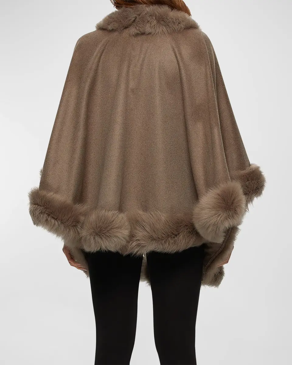 Gorski Cashmere Capelet with Lamb Shearling Trim | Thumbnail 2 Gorski Cashmere Capelet with Lamb Shearling Trim | Thumbnail 2