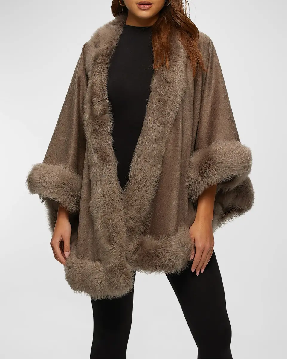 Gorski Cashmere Capelet with Lamb Shearling Trim | Thumbnail 3 Gorski Cashmere Capelet with Lamb Shearling Trim | Thumbnail 3
