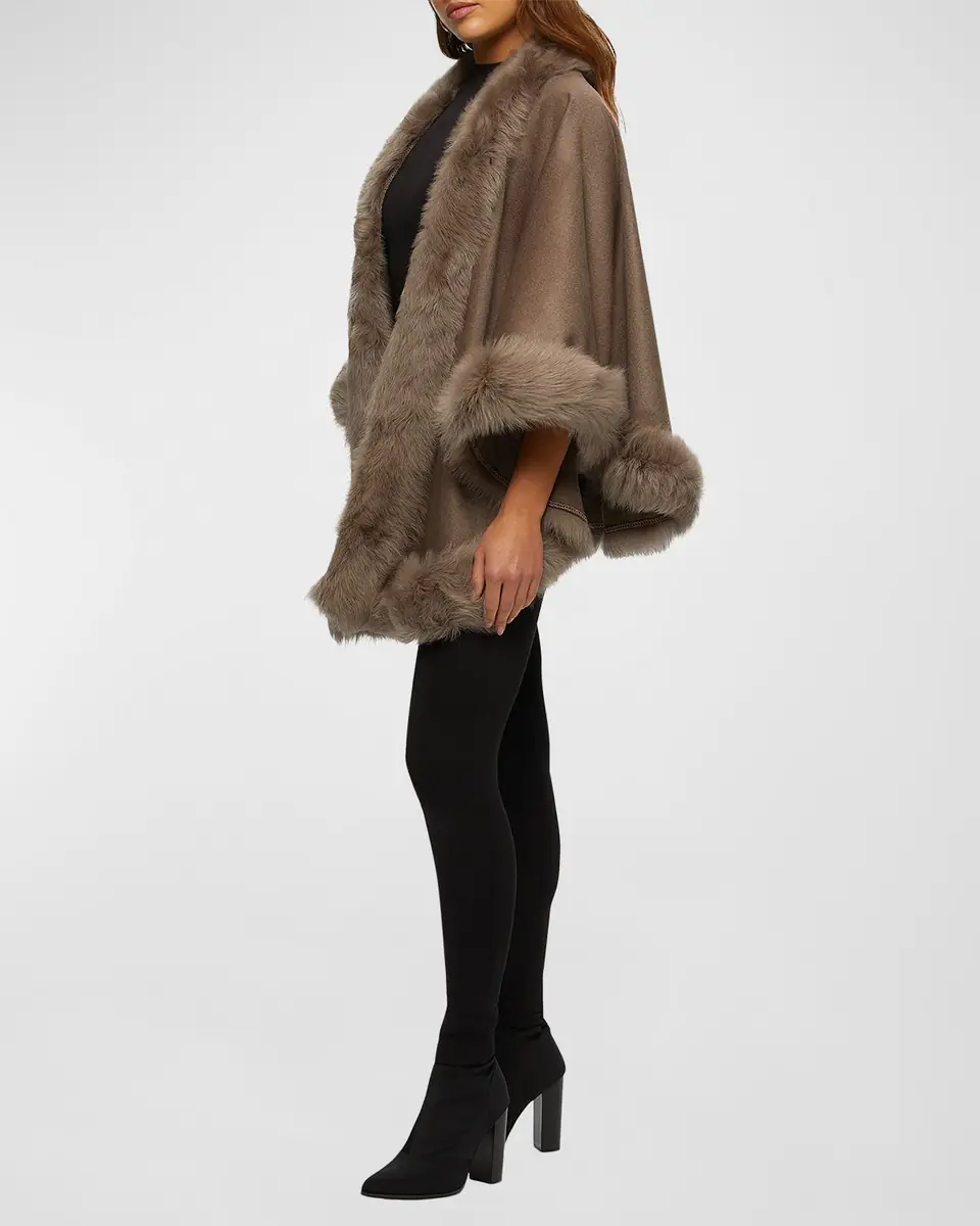 Gorski Cashmere Capelet with Lamb Shearling Trim | Thumbnail 5 Gorski Cashmere Capelet with Lamb Shearling Trim | Thumbnail 5