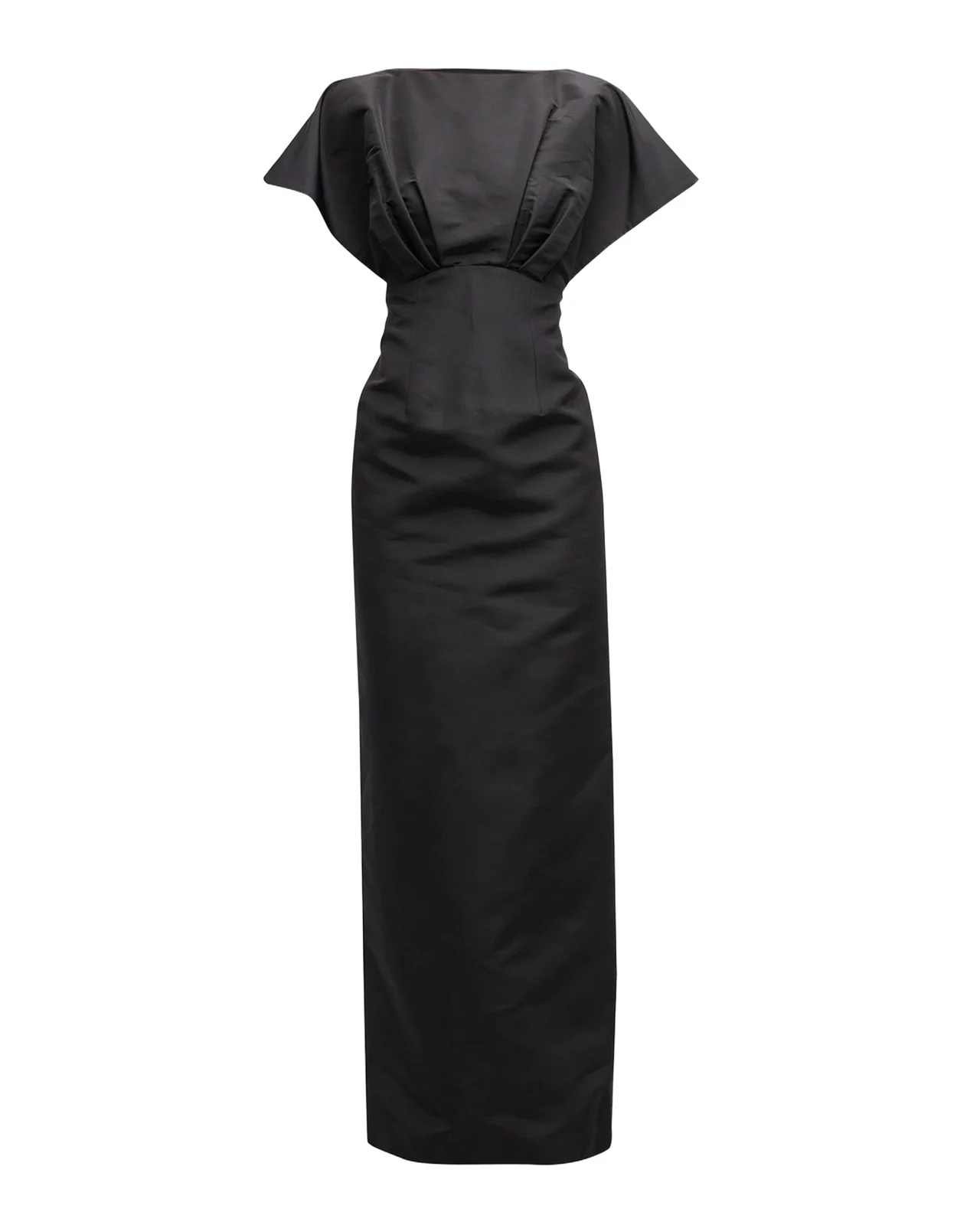 Silk Column Gown with Fan Bodice