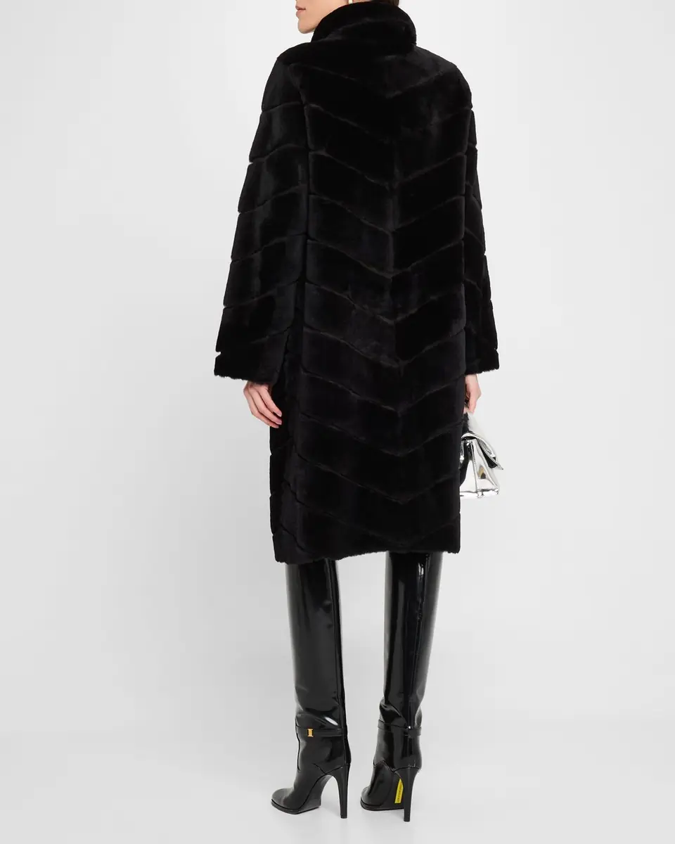 Gorski Reversible Chevron Lamb Shearling Coat | Thumbnail 2 Gorski Reversible Chevron Lamb Shearling Coat | Thumbnail 2