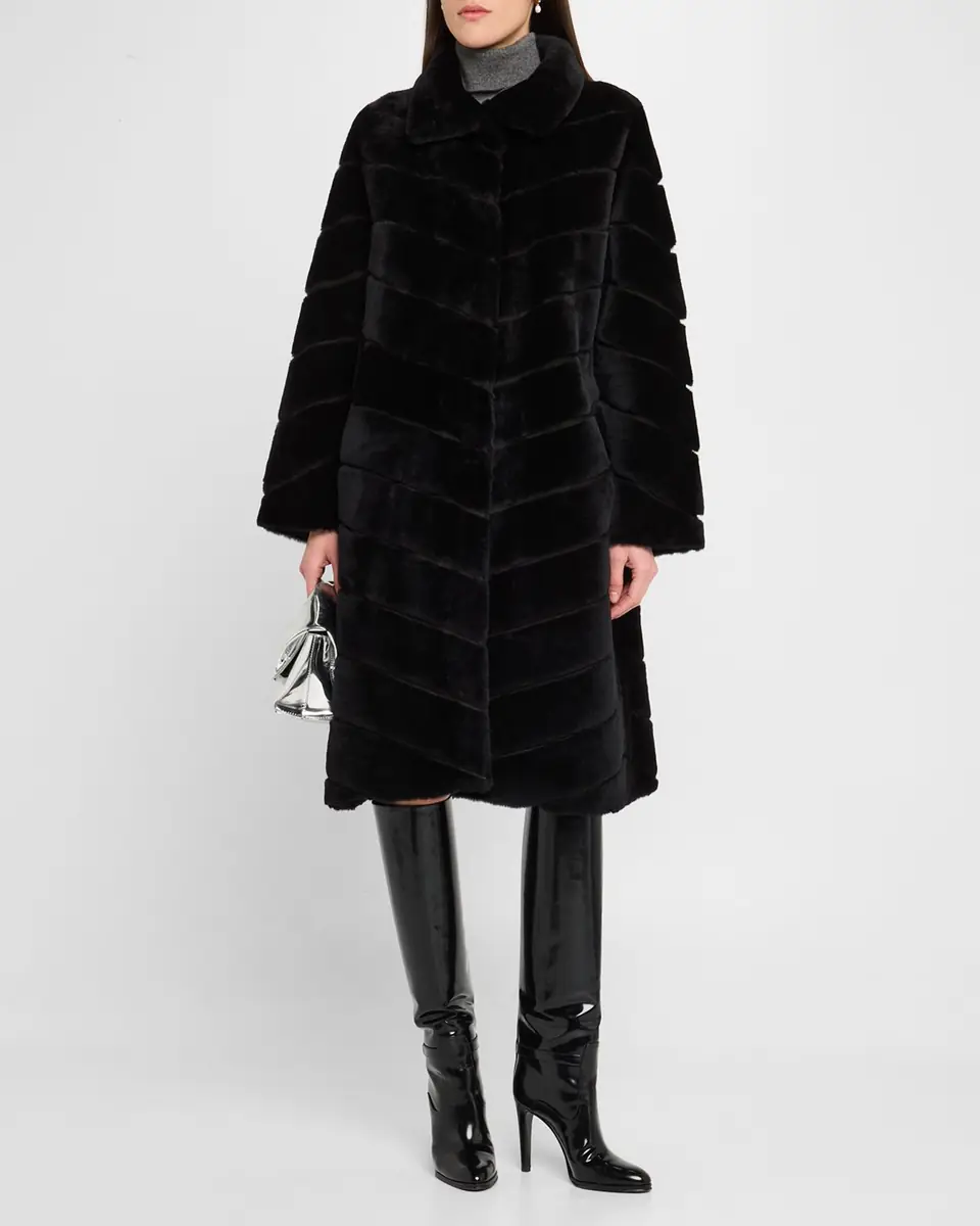 Gorski Reversible Chevron Lamb Shearling Coat | Thumbnail 3 Gorski Reversible Chevron Lamb Shearling Coat | Thumbnail 3