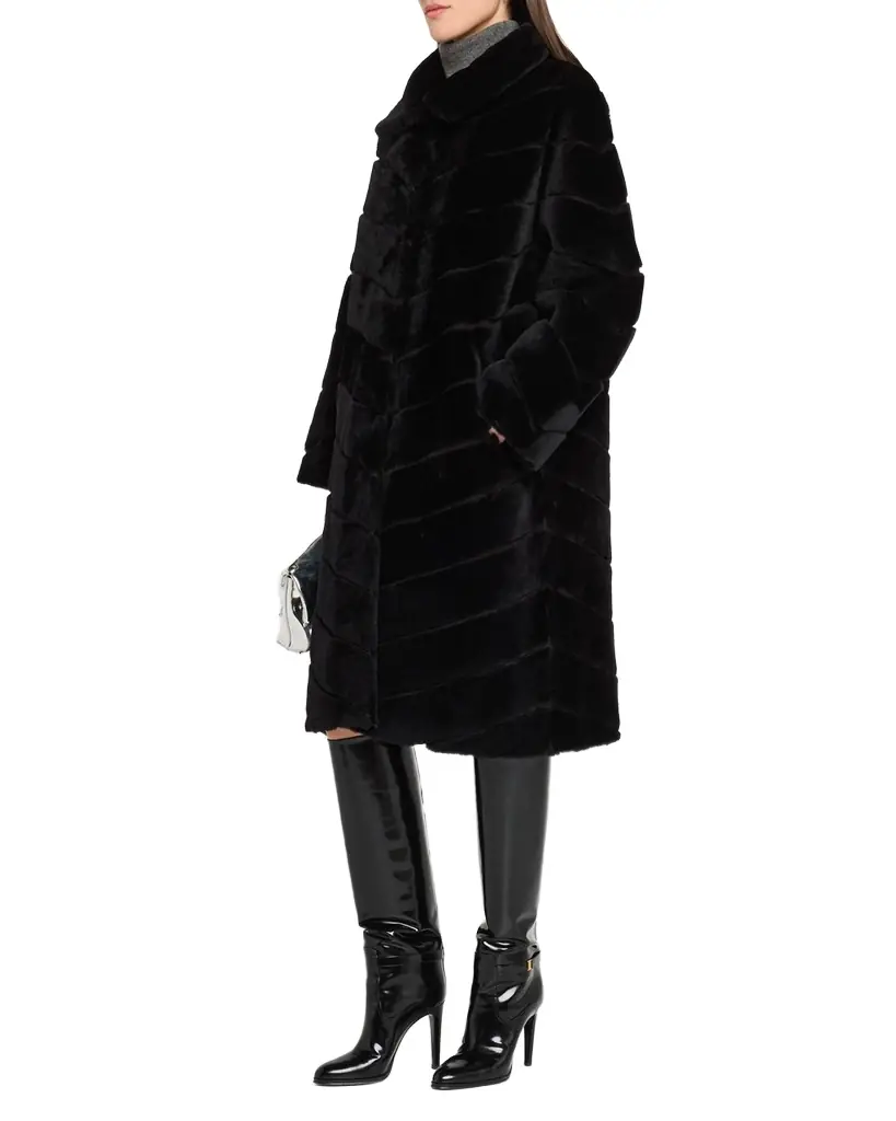 Reversible Chevron Lamb Shearling Coat Reversible Chevron Lamb Shearling Coat