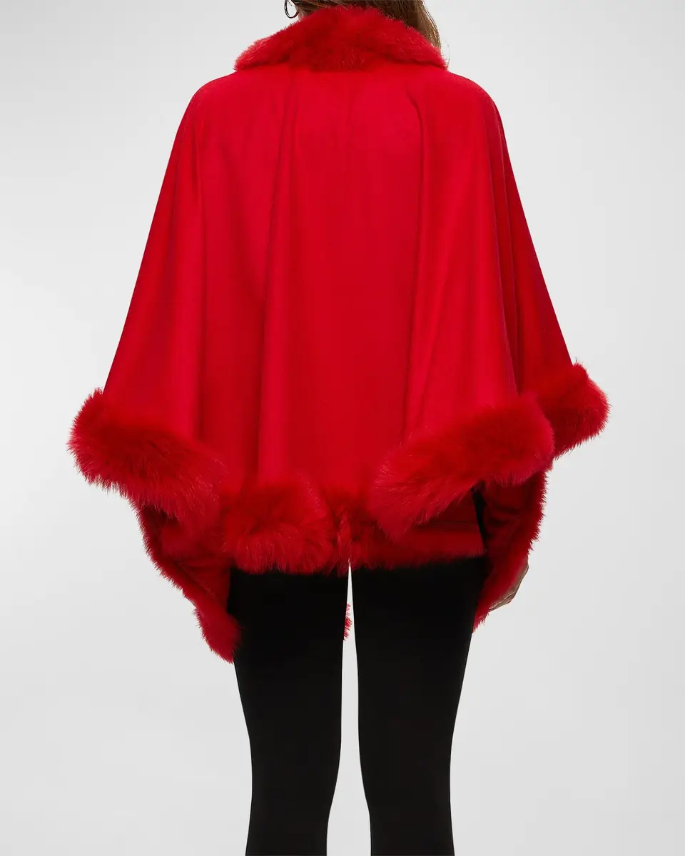 Gorski Cashmere Capelet with Lamb Shearling Trim | Thumbnail 2