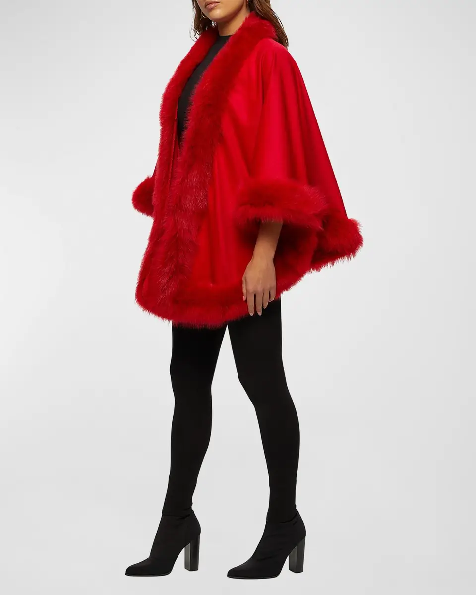 Gorski Cashmere Capelet with Lamb Shearling Trim | Thumbnail 5
