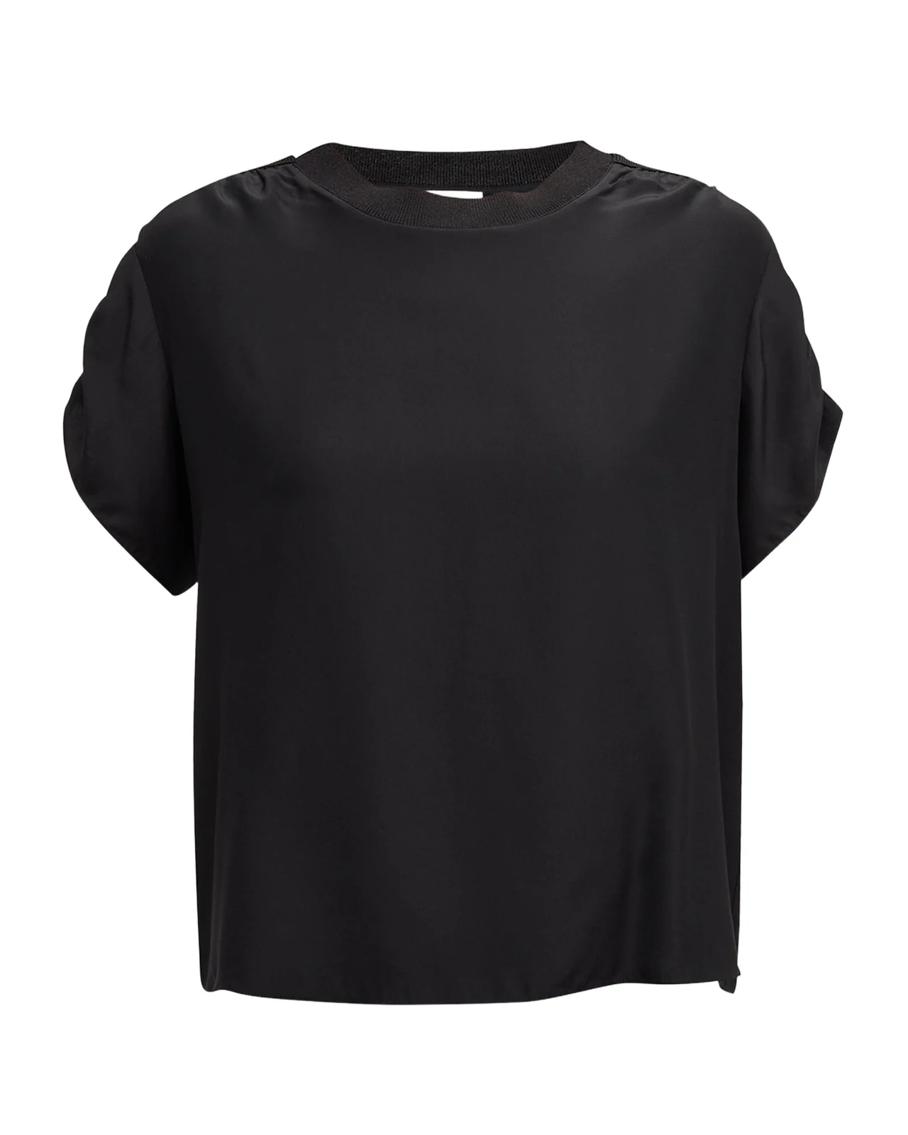 Cinq à Sept Lorainne Short Ruched-Sleeve Silk Top