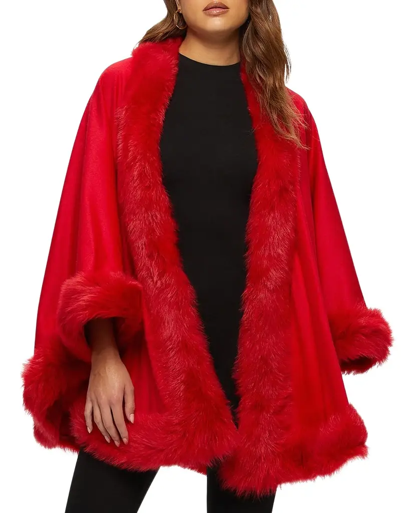 Gorski Cashmere Cape With Toscana Shearling Lamb Trim