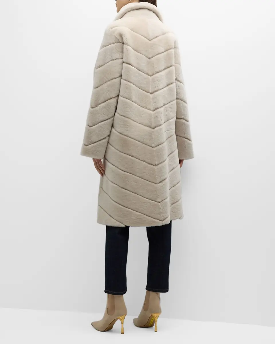 Gorski Reversible Chevron Lamb Shearling Coat | Thumbnail 3 Gorski Reversible Chevron Lamb Shearling Coat | Thumbnail 3