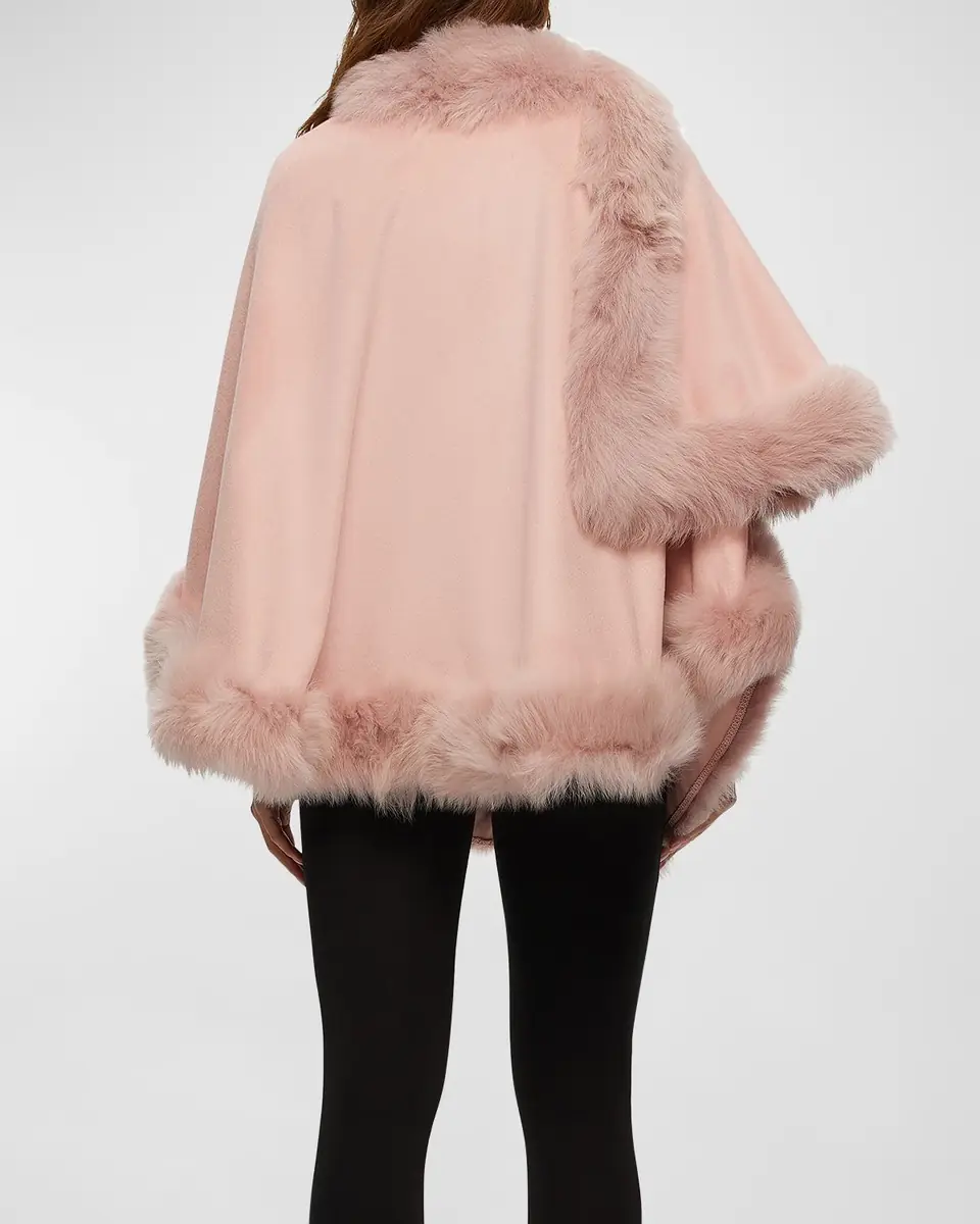 Gorski Cashmere Capelet with Lamb Shearling Trim | Thumbnail 2