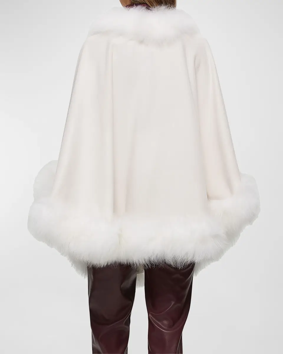 Gorski Cashmere Capelet with Lamb Shearling Trim | Thumbnail 2 Gorski Cashmere Capelet with Lamb Shearling Trim | Thumbnail 2