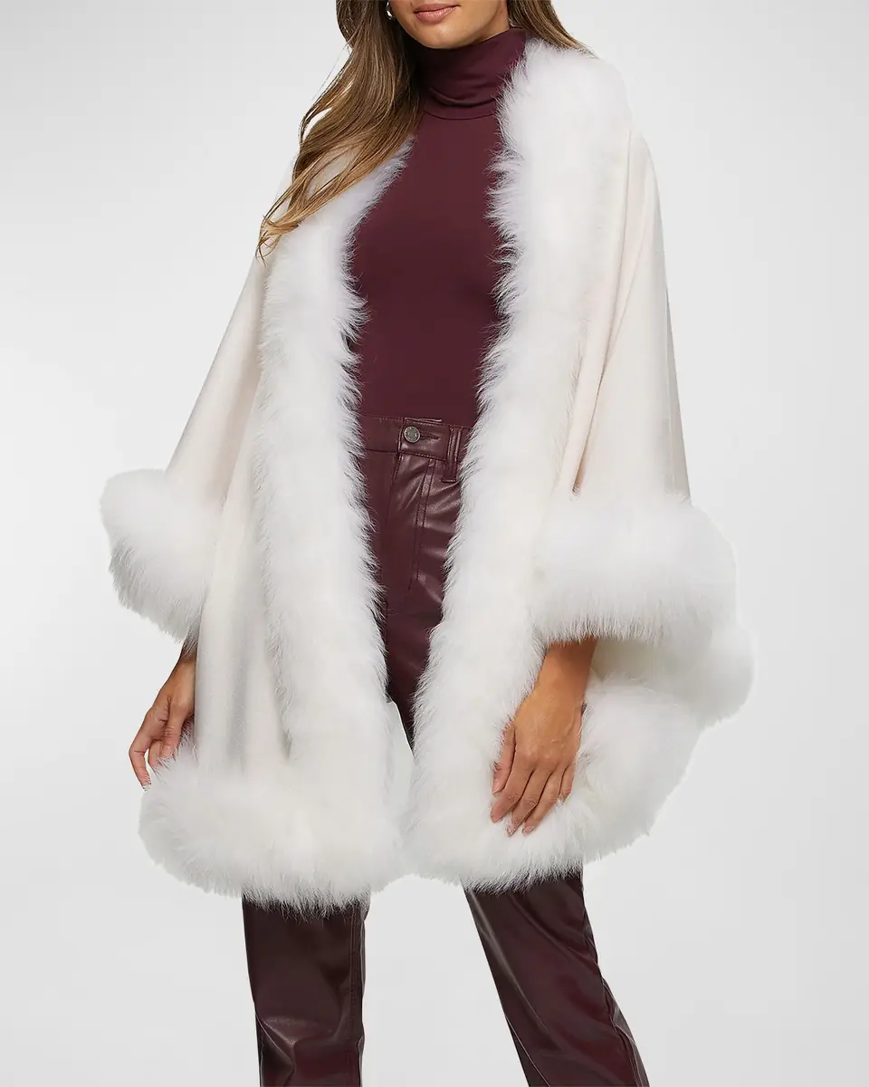 Gorski Cashmere Capelet with Lamb Shearling Trim | Thumbnail 3 Gorski Cashmere Capelet with Lamb Shearling Trim | Thumbnail 3