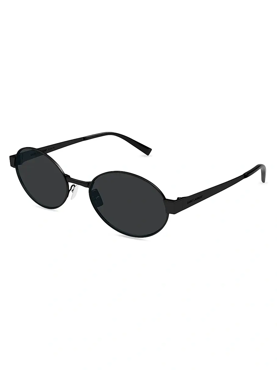 Saint Laurent Women's Feminine Fashion Icons 55MM Oval Metal Sunglasses - Black Dark Grey | Image 1 Saint Laurent Women's Feminine Fashion Icons 55MM Oval Metal Sunglasses - Black Dark Grey | Image 1