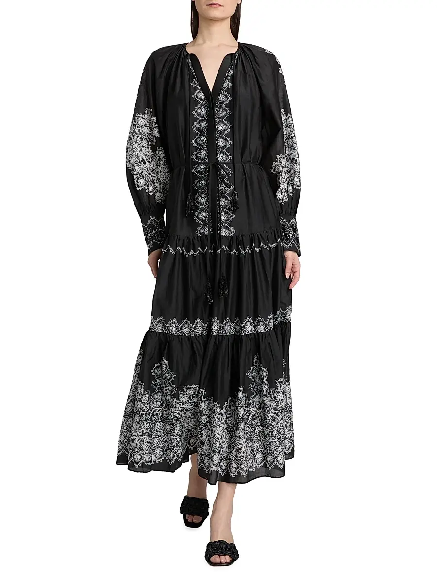 Kobi Halperin Women's Lauryn Lace Print Cotton-Silk Maxi Dress | Thumbnail 2 Kobi Halperin Women's Lauryn Lace Print Cotton-Silk Maxi Dress | Thumbnail 2