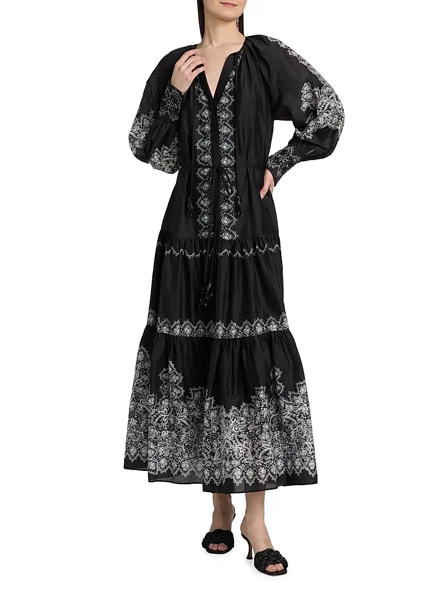 Kobi Halperin Women's Lauryn Lace Print Cotton-Silk Maxi Dress | Thumbnail 3 Kobi Halperin Women's Lauryn Lace Print Cotton-Silk Maxi Dress | Thumbnail 3