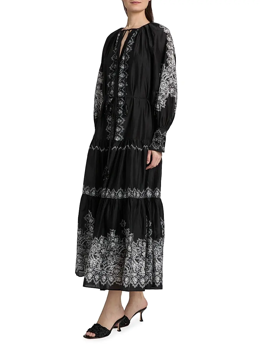 Kobi Halperin Women's Lauryn Lace Print Cotton-Silk Maxi Dress | Thumbnail 4 Kobi Halperin Women's Lauryn Lace Print Cotton-Silk Maxi Dress | Thumbnail 4