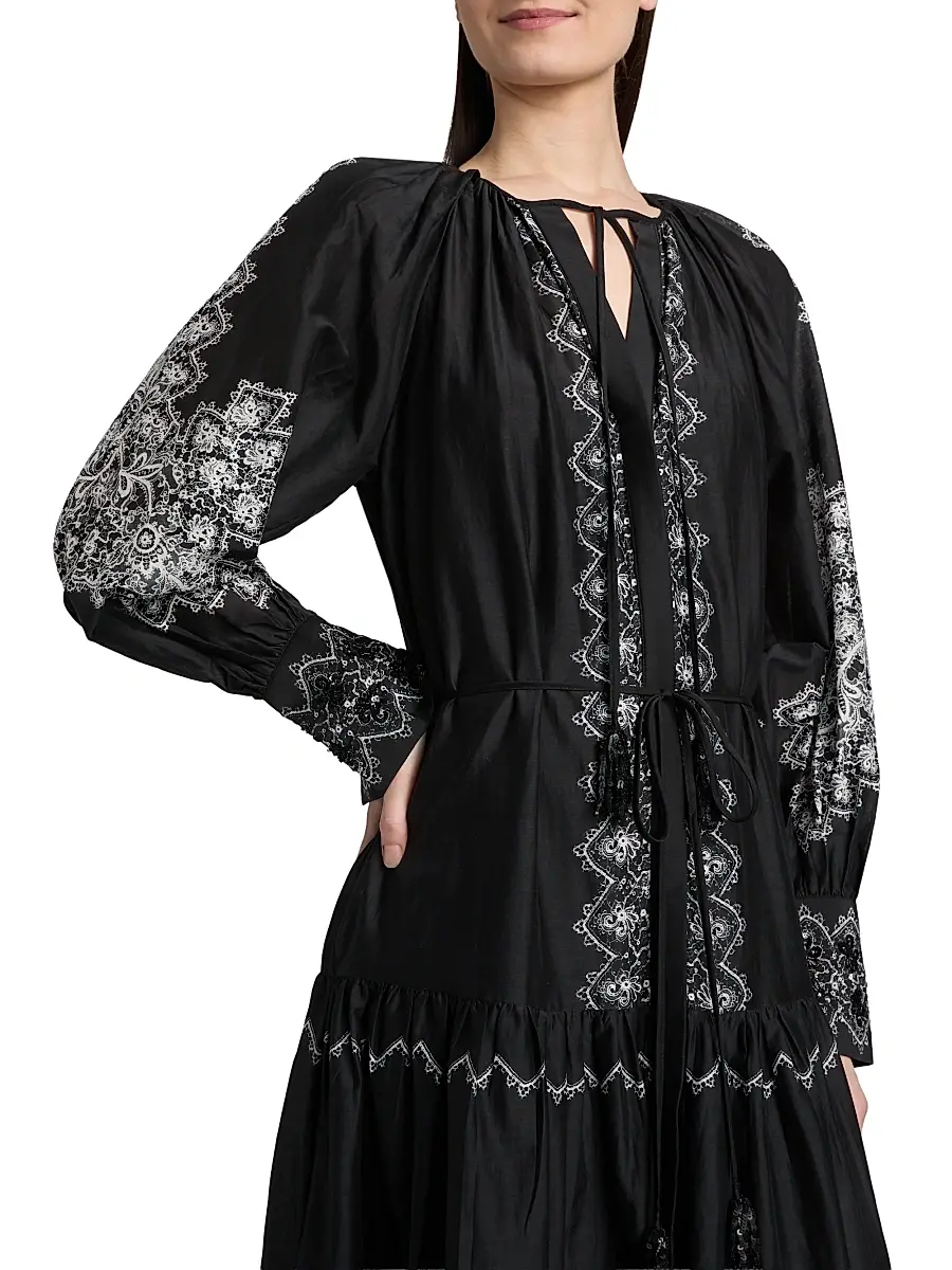 Kobi Halperin Women's Lauryn Lace Print Cotton-Silk Maxi Dress | Thumbnail 6 Kobi Halperin Women's Lauryn Lace Print Cotton-Silk Maxi Dress | Thumbnail 6