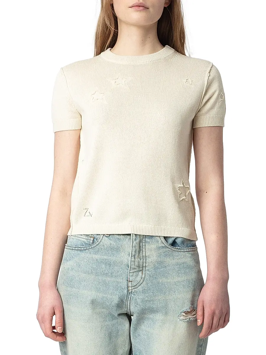 Zadig & Voltaire Women's Bully Stars Short-Sleeve Sweater | Thumbnail 3 Zadig & Voltaire Women's Bully Stars Short-Sleeve Sweater | Thumbnail 3