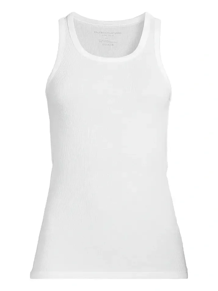Women's Rib-Knit Cotton-Blend Scoopneck Tank Top Women's Rib-Knit Cotton-Blend Scoopneck Tank Top
