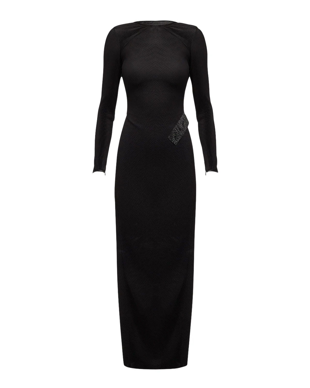 Giorgio Armani Plisse Jersey Gown with Beaded Hip Detail