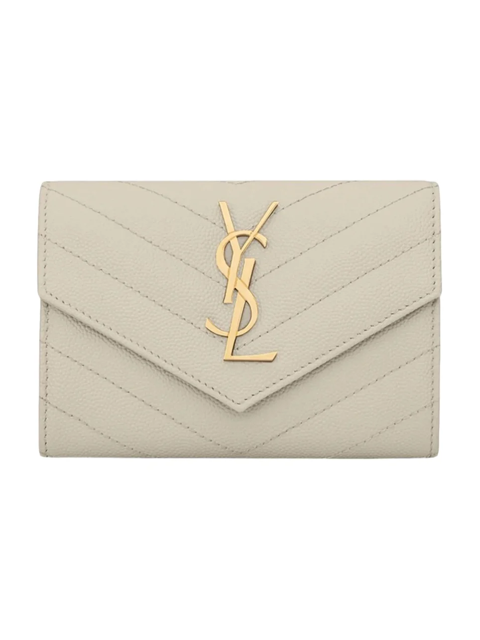 Saint Laurent Women's Cassandre Matelass Small Envelope Wallet in Grain de Poudre Embossed Leather
