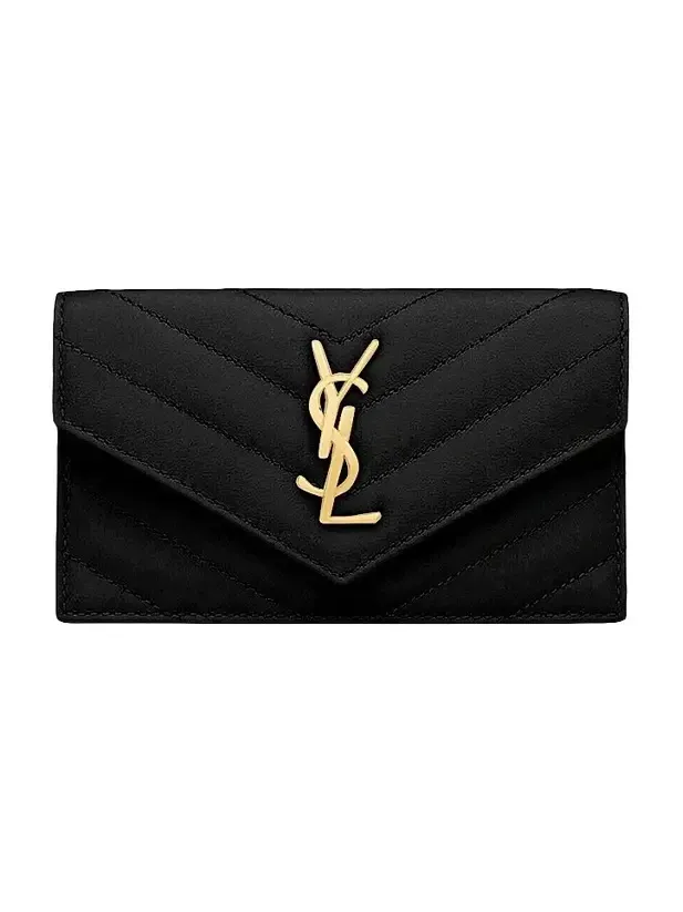 Women's Cassandre Matelasse Fragments Flap Card Case in Quilted Lambskin - Nero