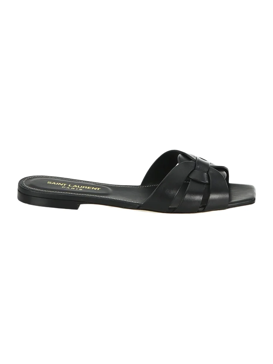 Saint Laurent Women's Tribute Mules in Smooth Leather - Nero