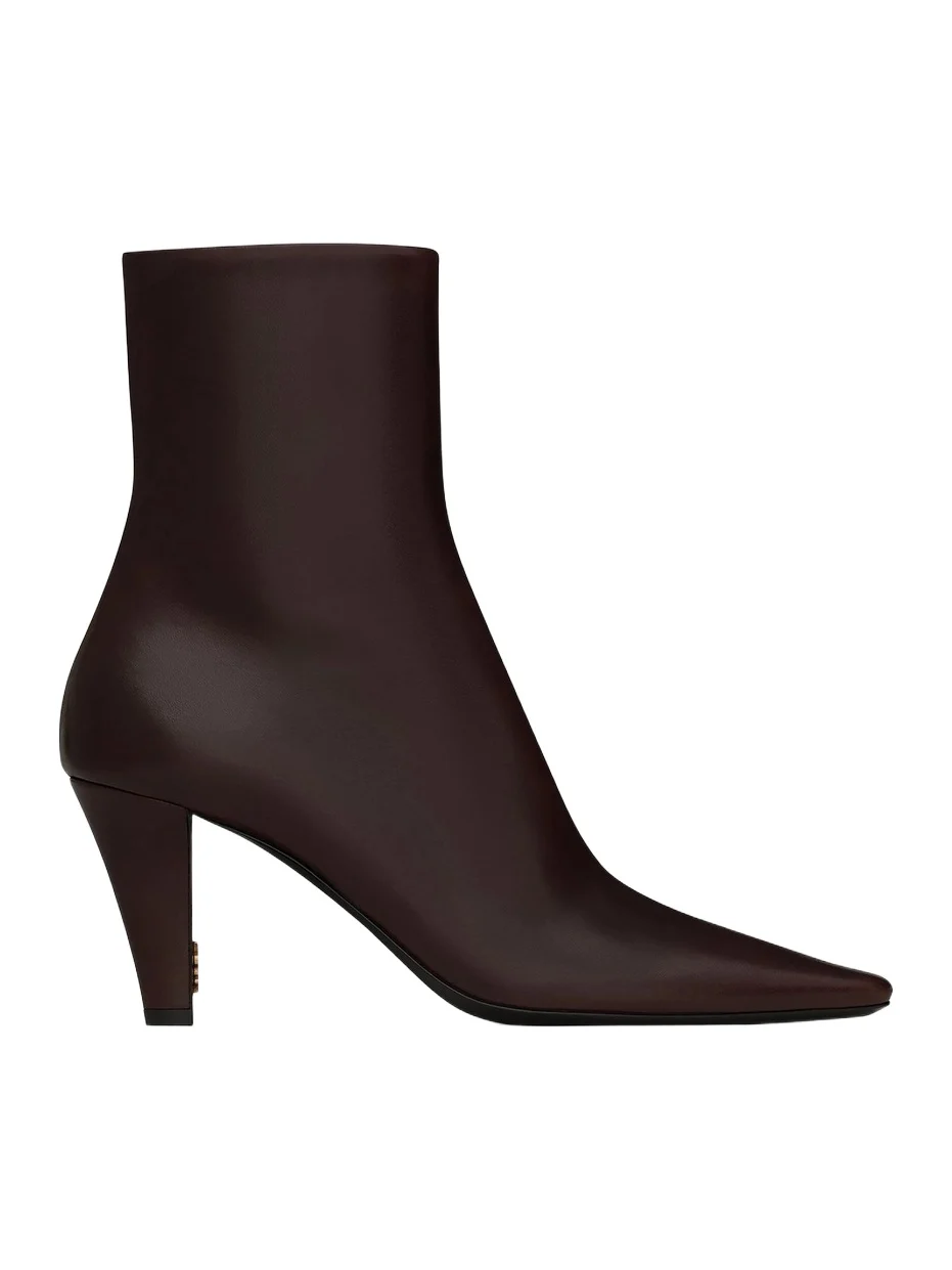 Saint Laurent Women's Jill Booties in Smooth Leather - Marron Glace
