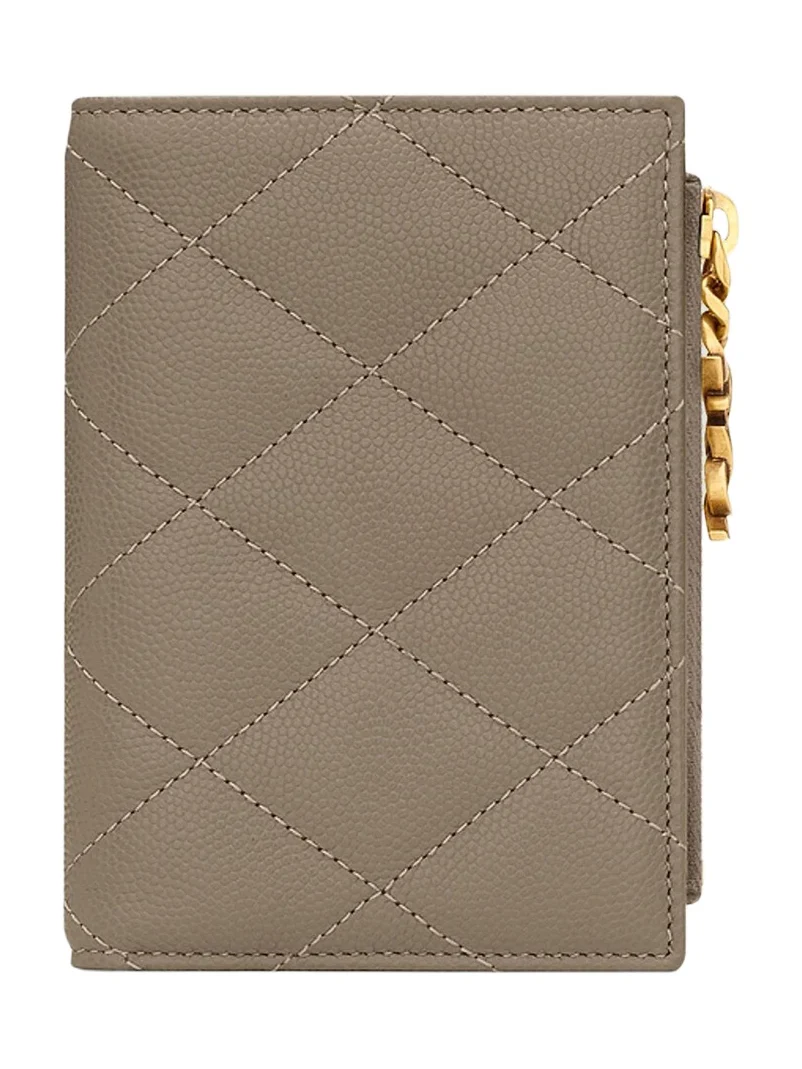Saint Laurent Women's Cassandre Bijou Bi-Fold Wallet in Grain De Poudre Leather