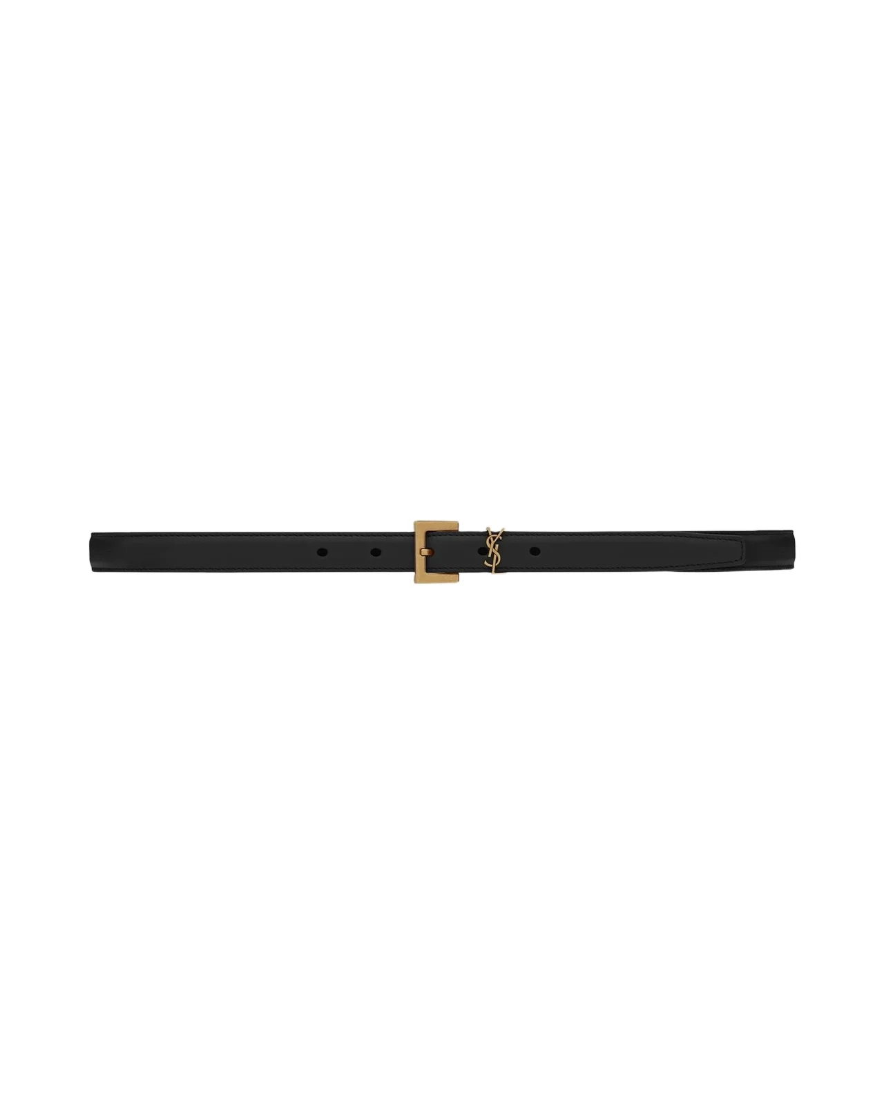 Women's Cassandre Thin Belt with Square Buckle in Smooth Leather - Black Women's Cassandre Thin Belt with Square Buckle in Smooth Leather - Black