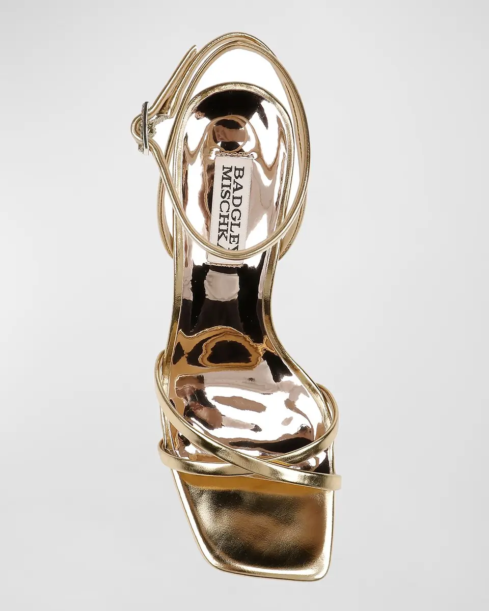 BADGLEY MISCHKA Callie Leather Crisscross Ankle-Strap Sandals | Thumbnail 4