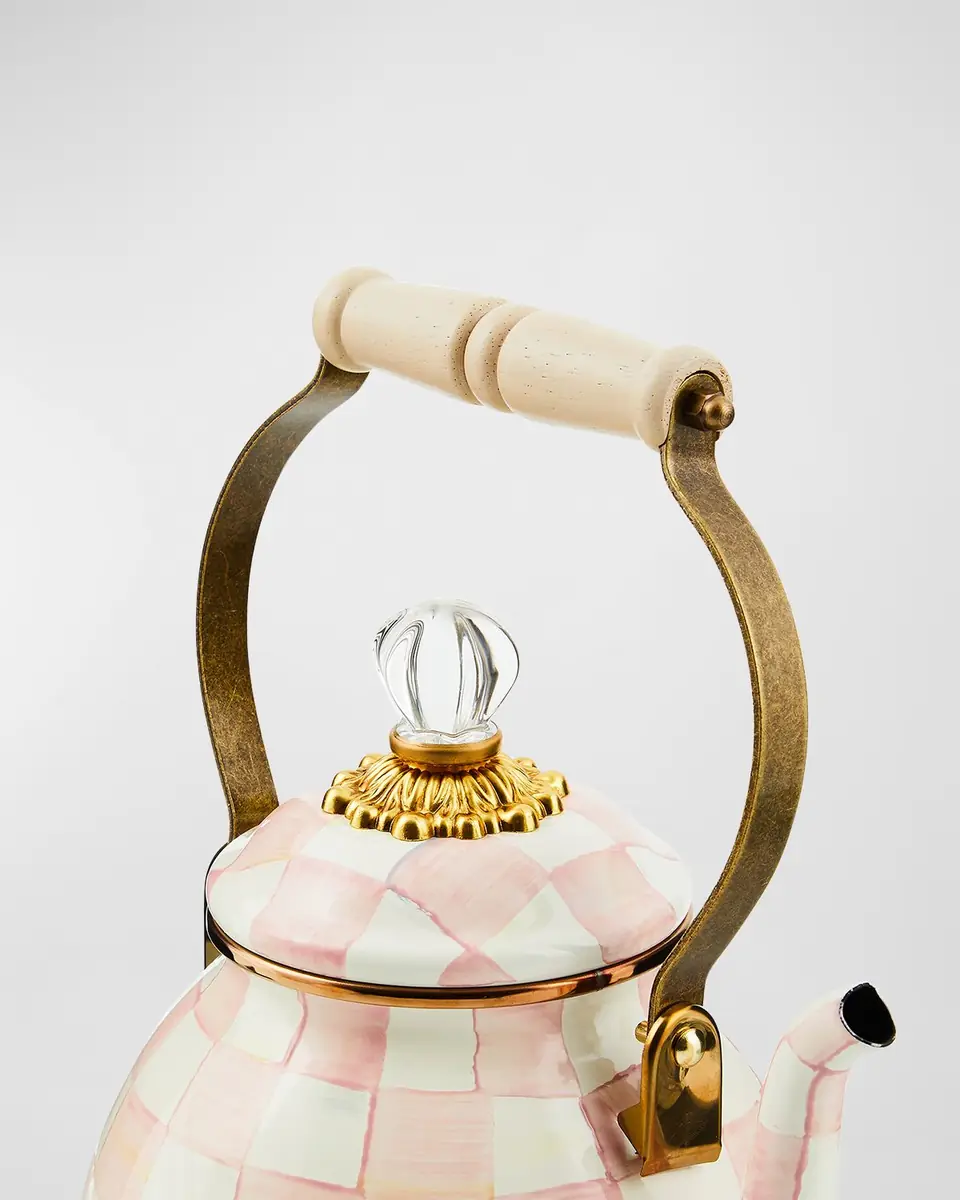 MacKenzie-Childs Rosy Check Enamel Tea Kettle, 2 Quarts | Thumbnail 2 MacKenzie-Childs Rosy Check Enamel Tea Kettle, 2 Quarts | Thumbnail 2